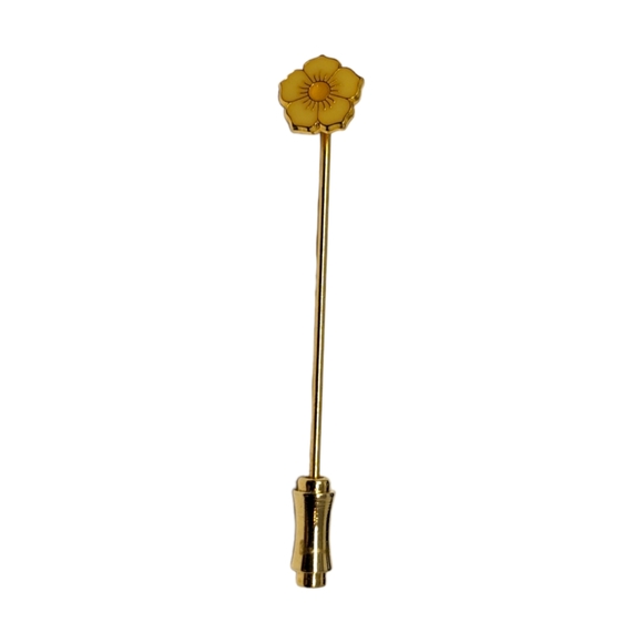 Yellow Enamel Flower Stick PIn - Picture 1 of 3